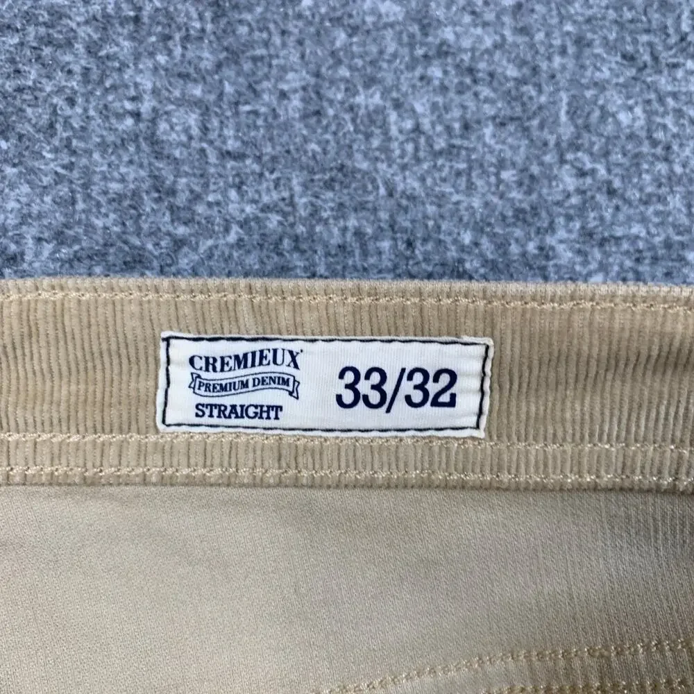 Vintage Cremieux Pants Mens 33 Tan Cotton Blend Stretch Straight Corduroy Chino